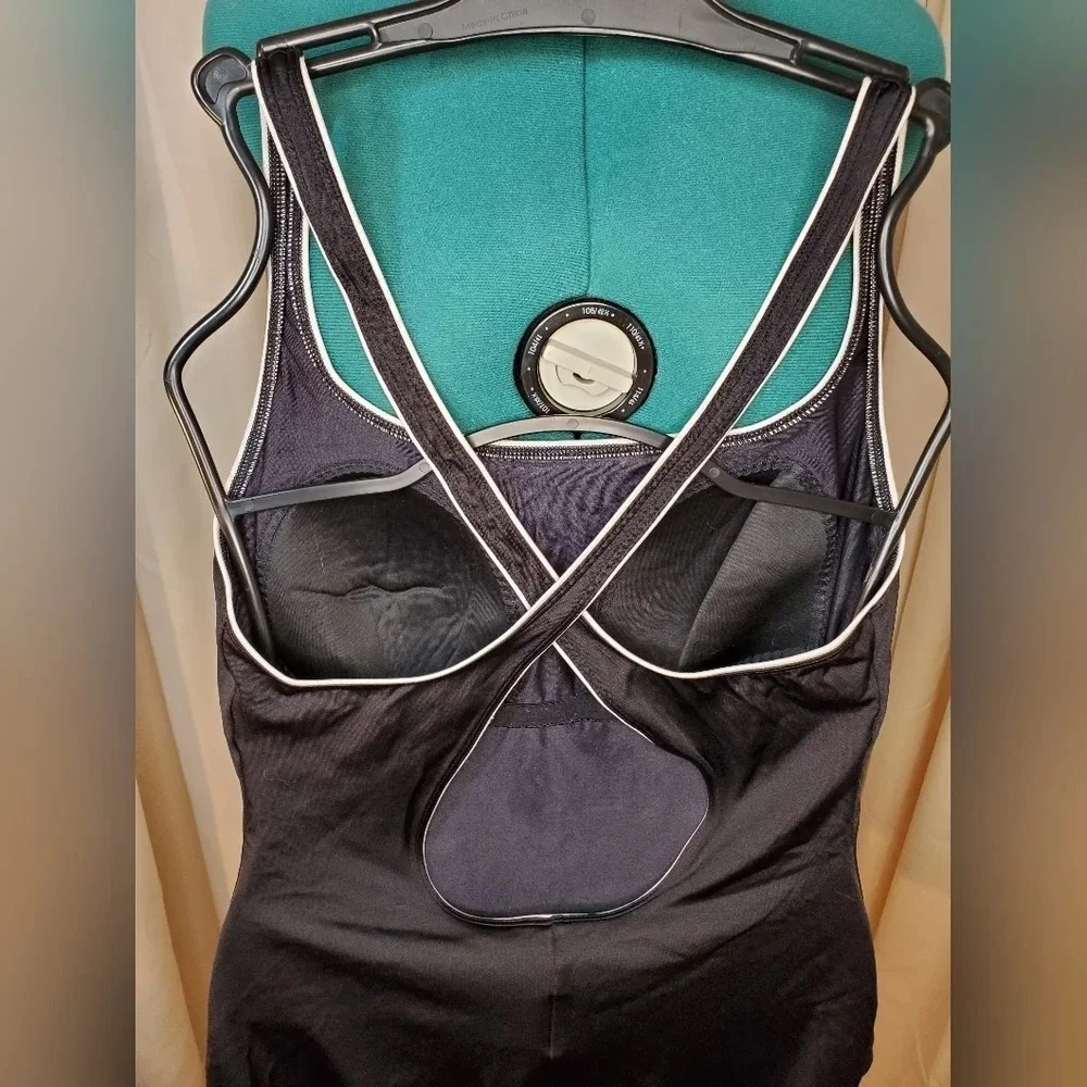 0064. NWOTs ~ Speedo ~ Modest Black One-Piece w/ Cross Straps Across the Back ~